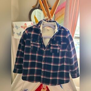fall plaid shirt jacket sherpa lined size 4T NWT